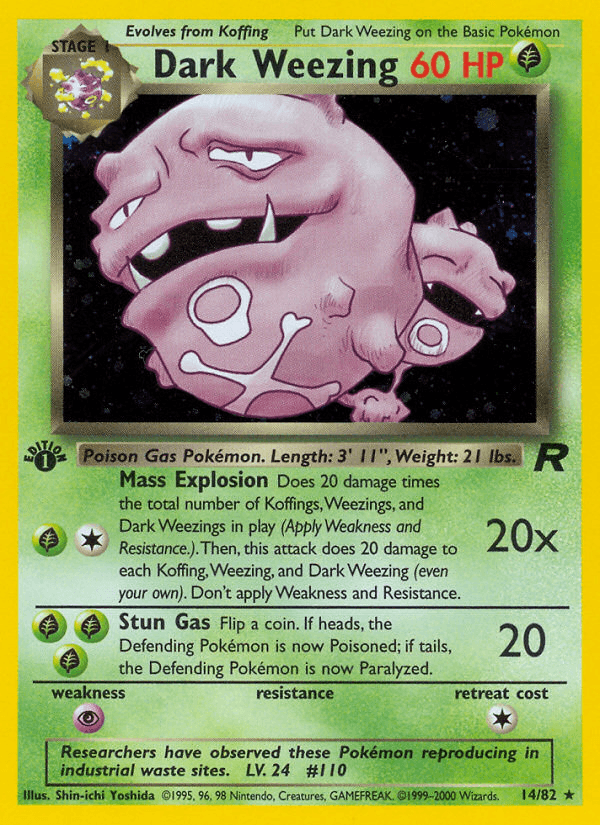 Dark Weezing — Team Rocket #14/82, PSA 7