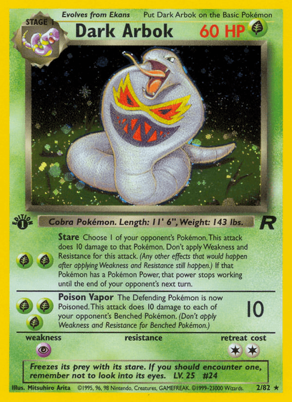 Dark Arbok — Team Rocket #2/82, PSA 7