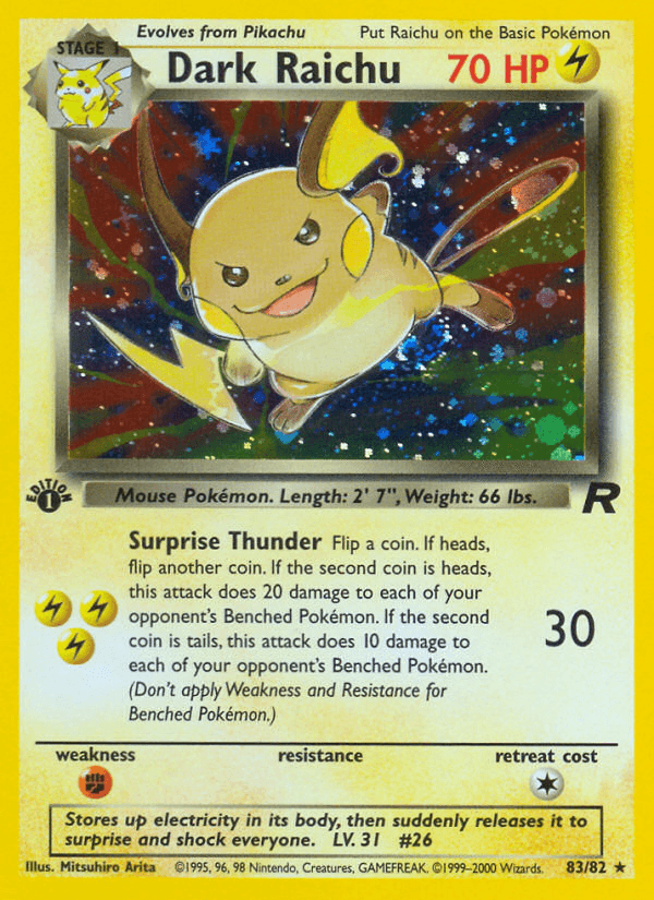 Dark Raichu — Team Rocket #83/82, PSA 8
