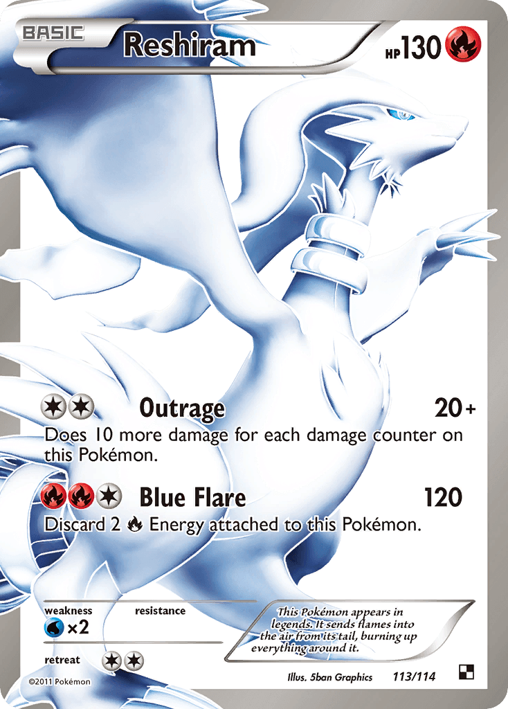 Reshiram — Black & White #113/114, PSA 8