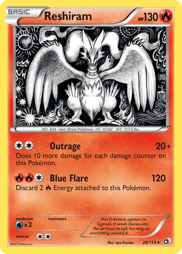 Reshiram — Legendary Treasures #28/113, raw, NM