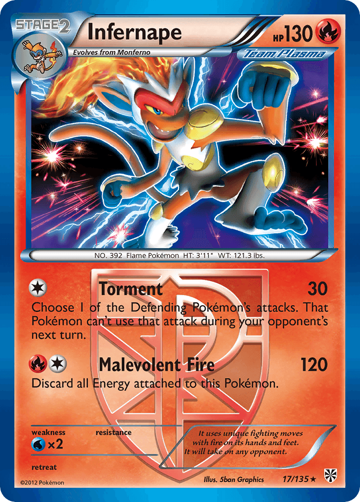 Infernape — Plasma Storm #17/135, raw, NM