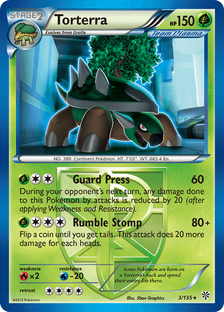 Torterra — Plasma Storm #3/135, raw, NM