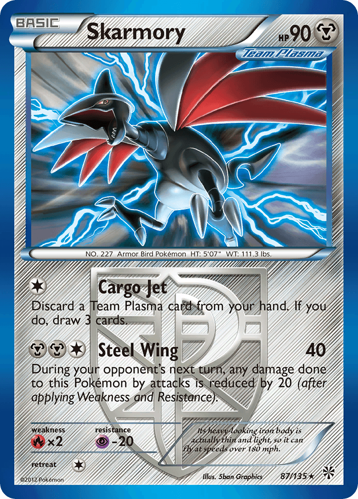 Skarmory — Plasma Storm #87/135, raw, NM