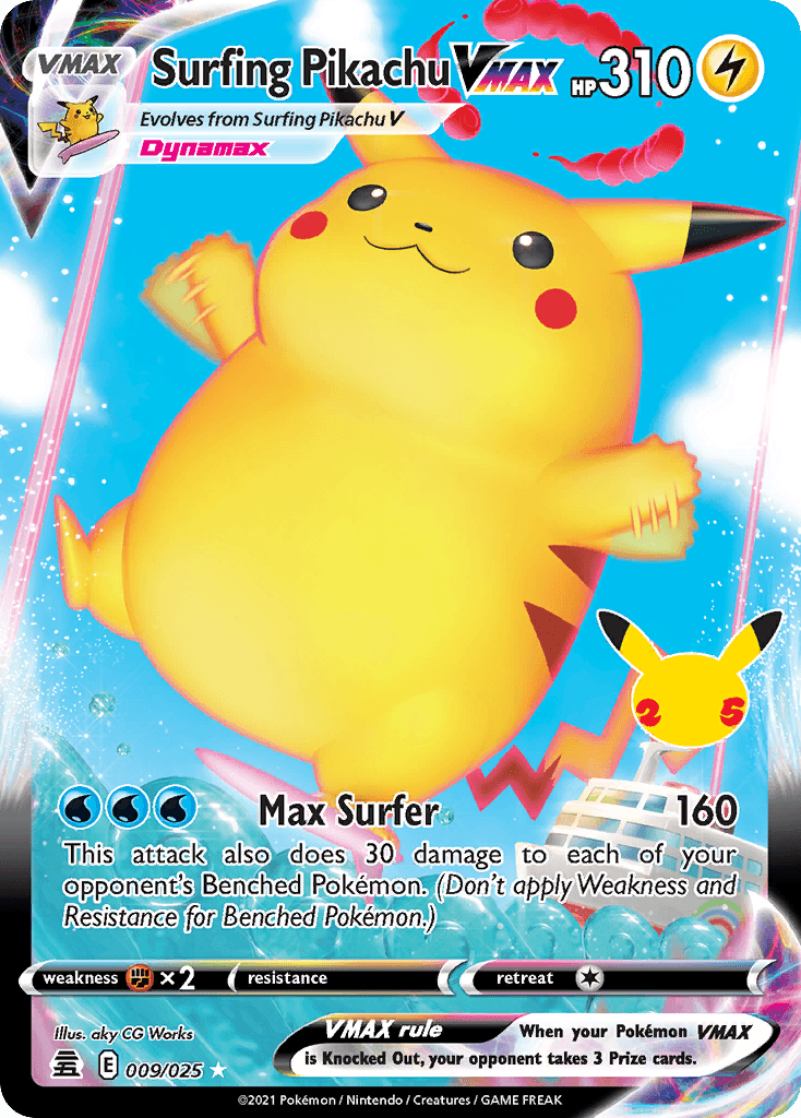 Surfing Pikachu VMAX — Celebrations #9/25, PSA 10