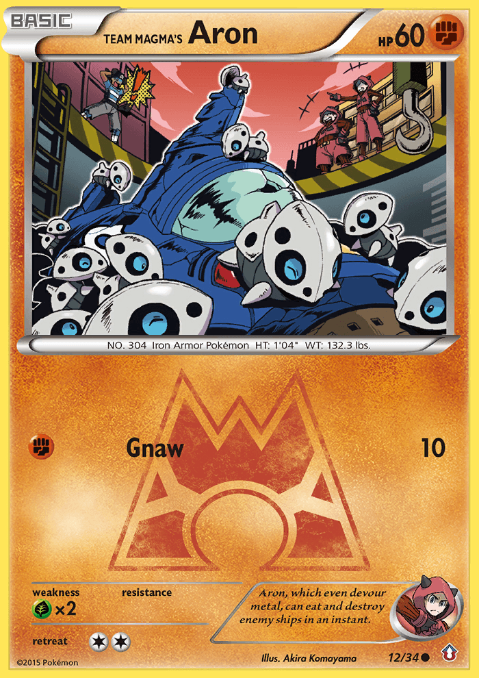 Team Magma's Aron — Double Crisis #12/34, raw, NM