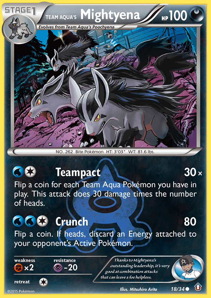 Team Aqua's Mightyena — Double Crisis #18/34, raw, NM