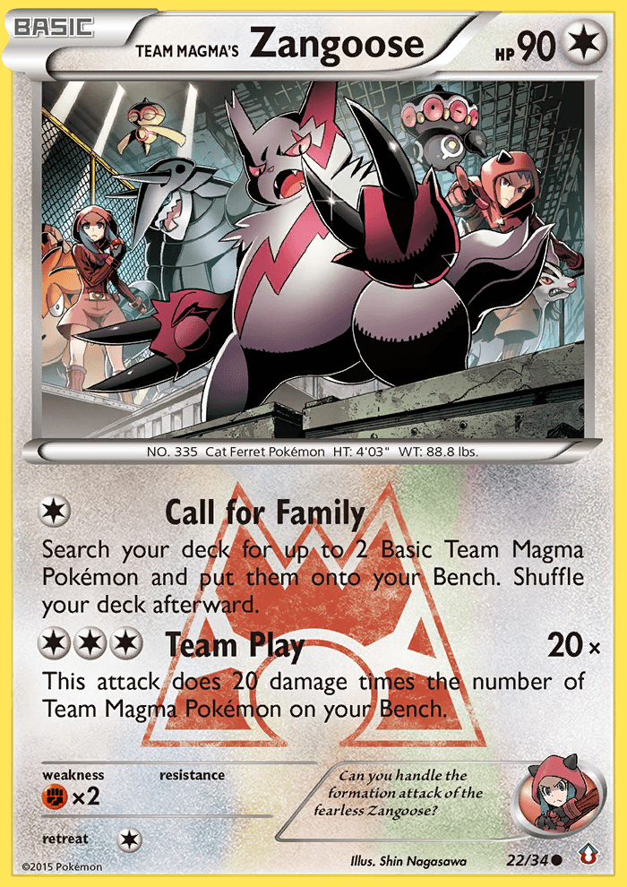 Team Magma's Zangoose — Double Crisis #22/34, raw, NM