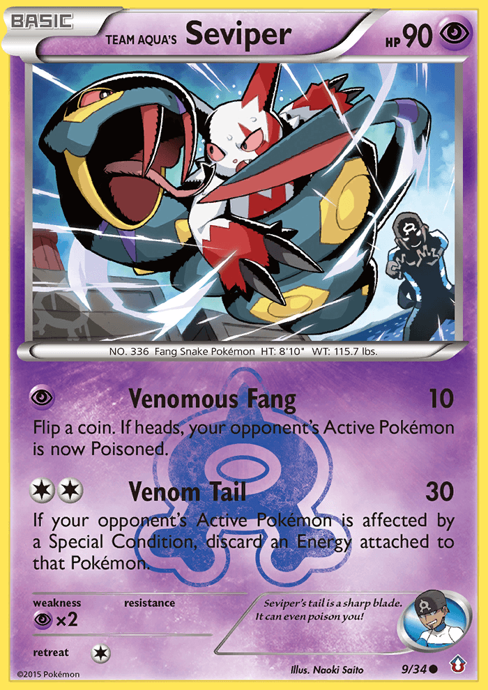 Team Aqua's Seviper — Double Crisis #9/34, raw, NM