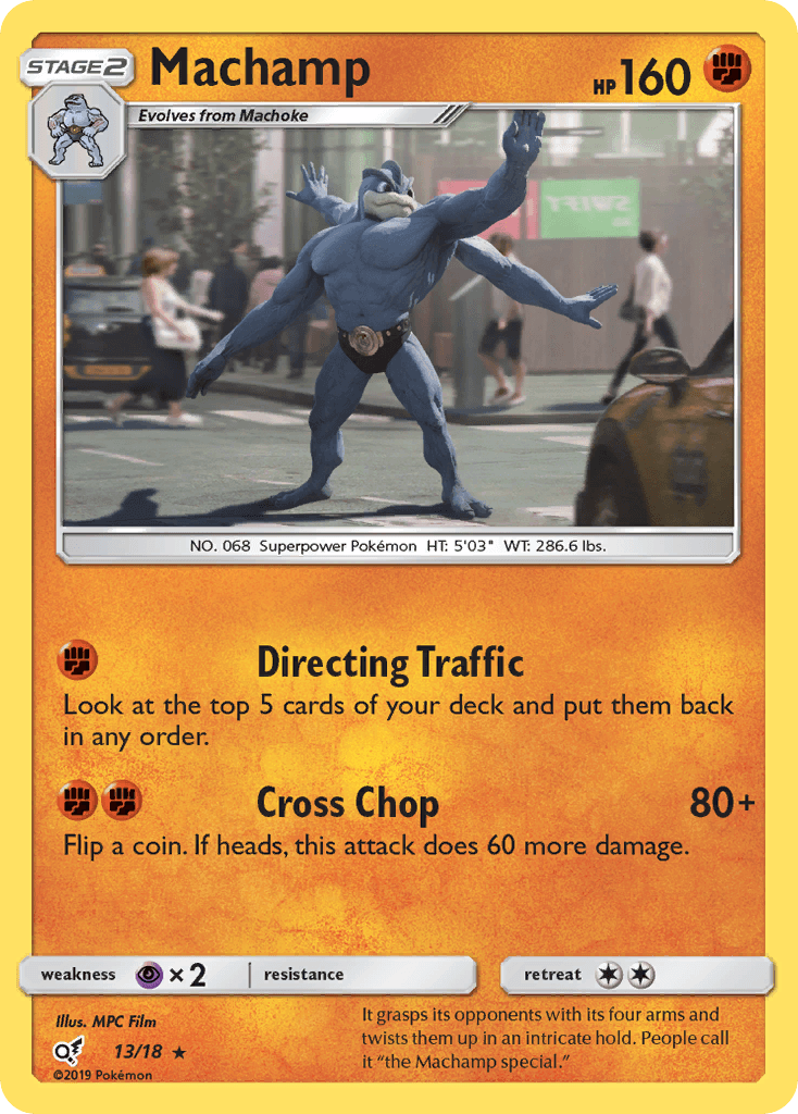 Machamp — Detective Pikachu #13/18, raw, NM