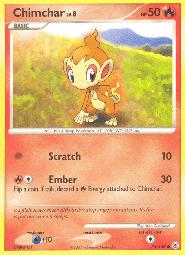 Chimchar — Diamond & Pearl #76/130, raw, NM