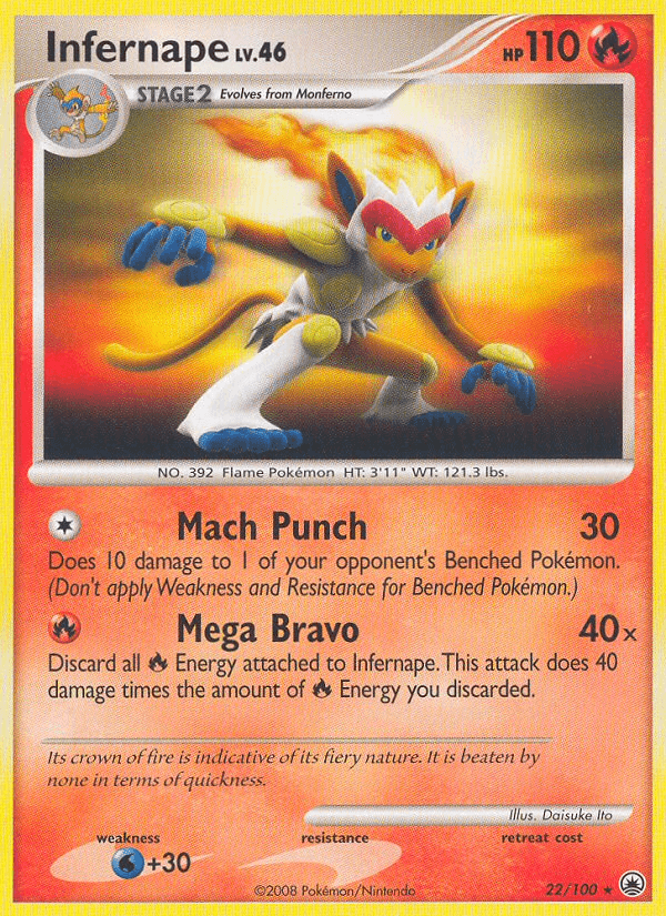 Infernape — Majestic Dawn #22/100, raw, NM