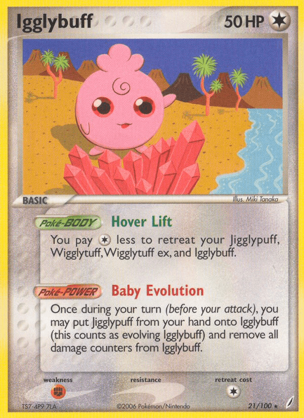 Igglybuff — Crystal Guardians #21/100, raw, NM