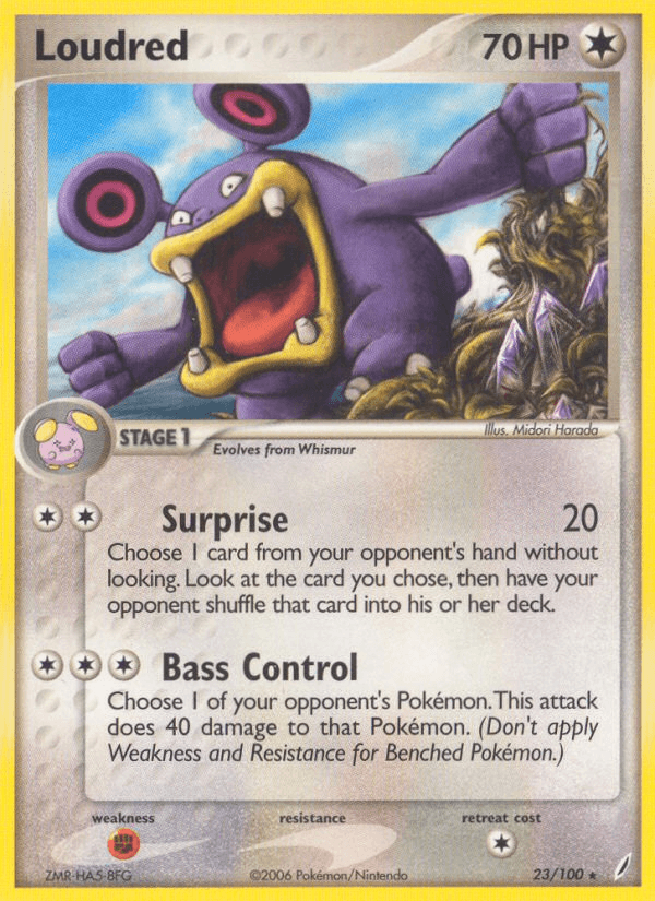 Loudred — Crystal Guardians #23/100, raw, NM