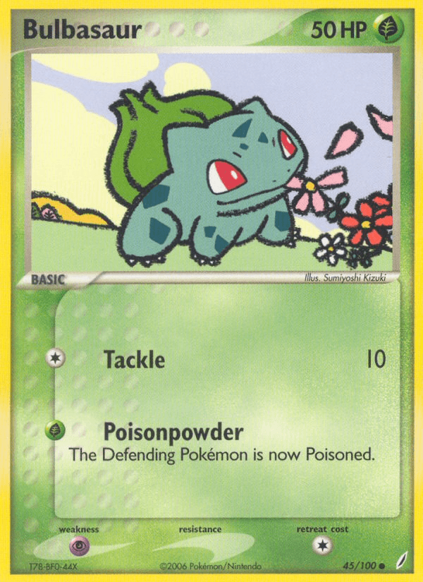 Bulbasaur — Crystal Guardians #45/100, raw, NM