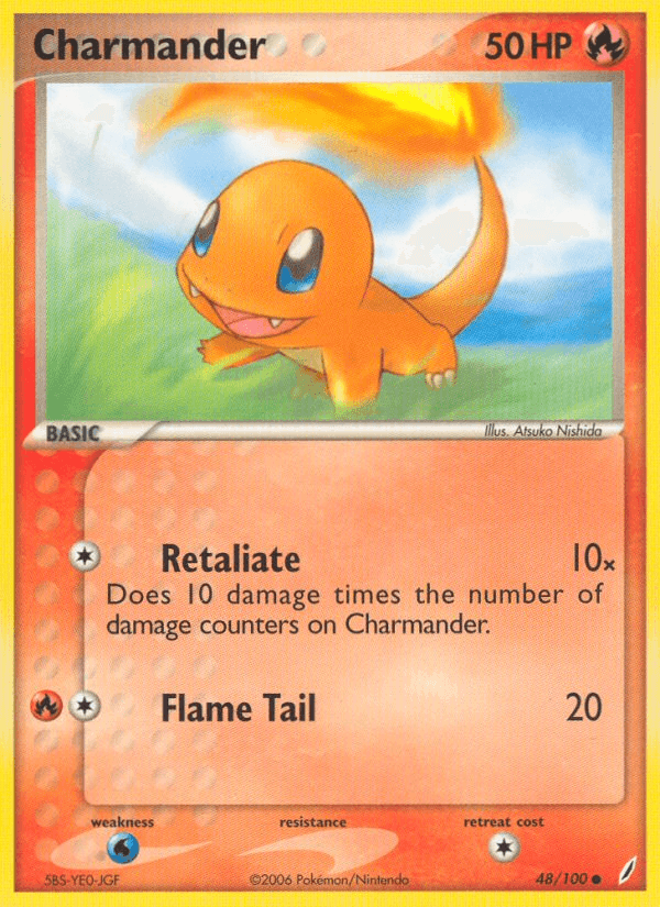 Charmander — Crystal Guardians #48/100, raw, NM