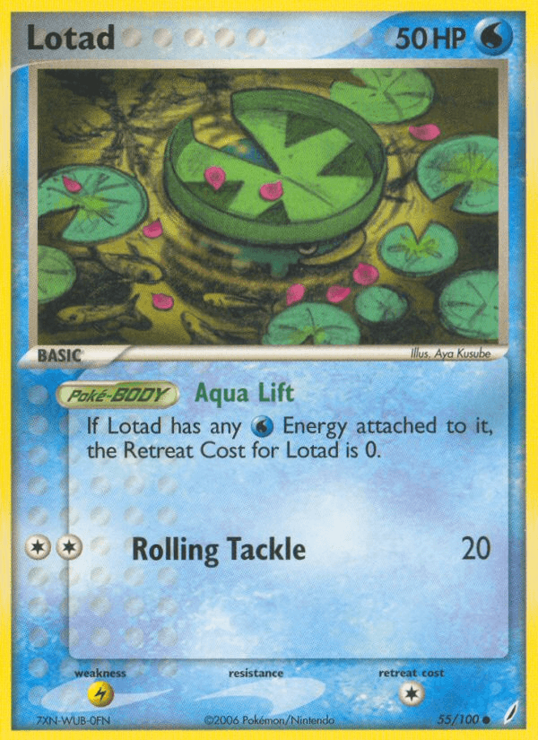 Lotad — Crystal Guardians #55/100, raw, NM