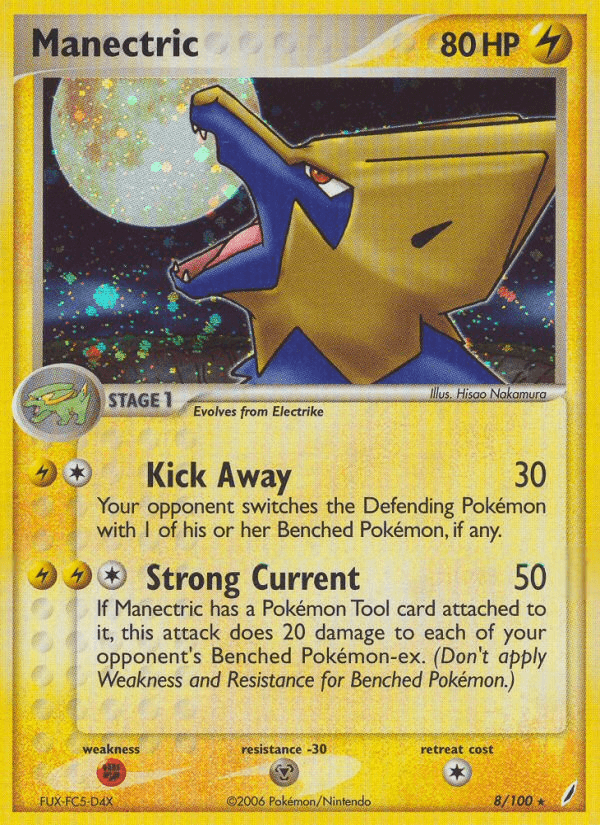 Manectric — Crystal Guardians #8/100, raw, NM