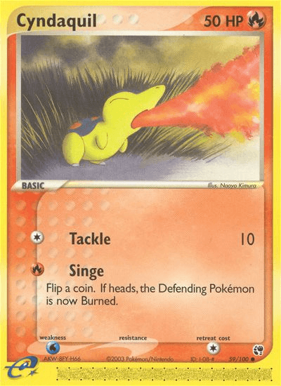 Cyndaquil — Sandstorm #59/100, raw, NM