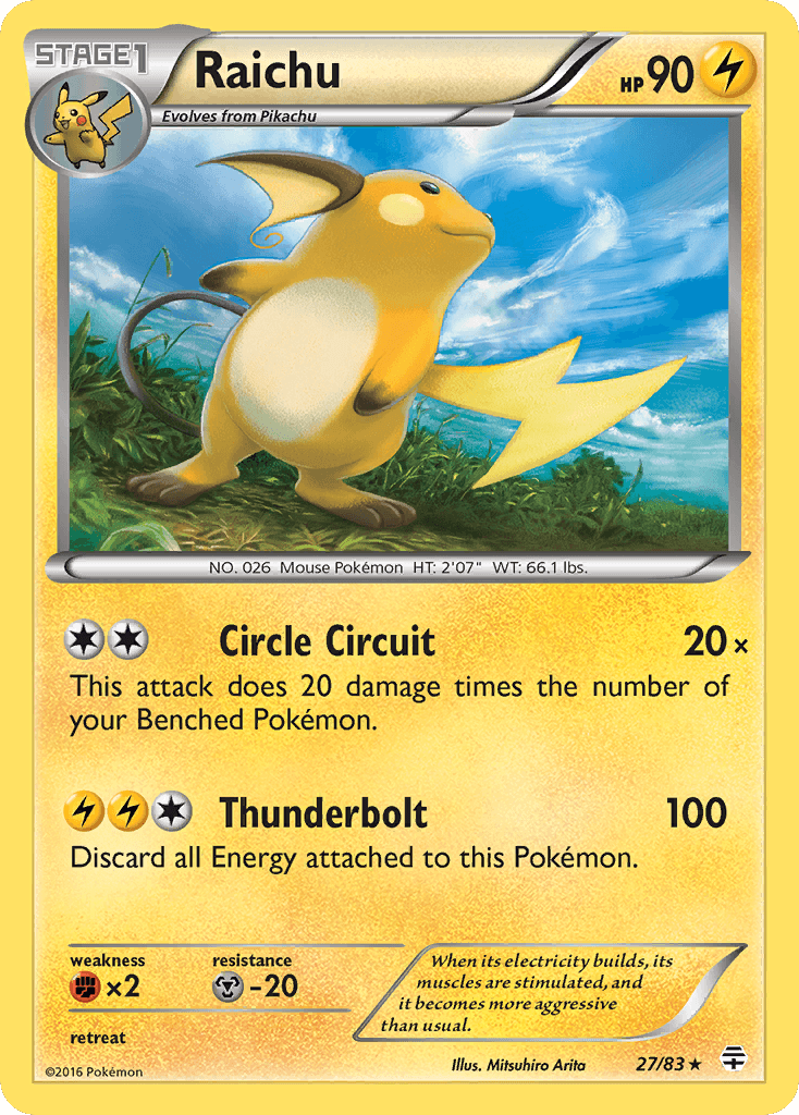 Raichu — Generations #27/83, raw, NM