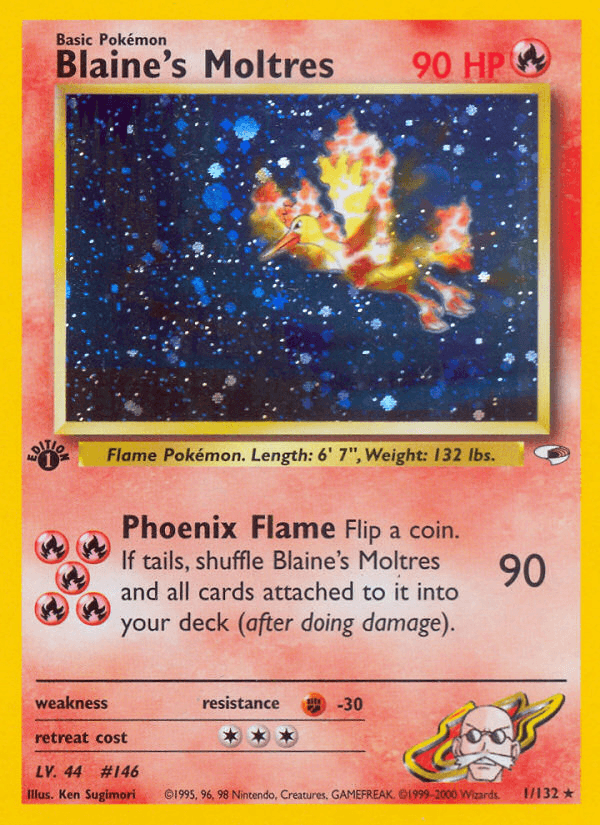 Blaine's Moltres — Gym Heroes #1/132, PSA 8