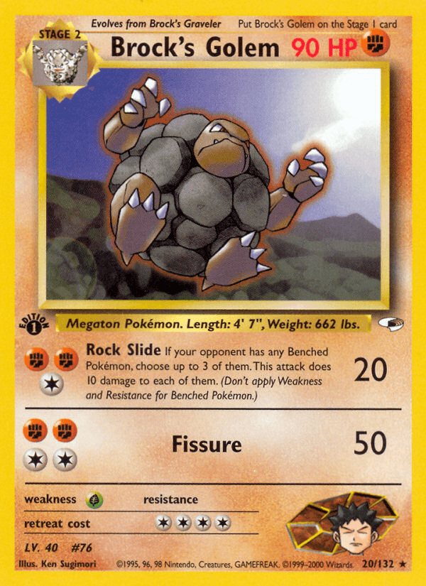 Brock's Golem — Gym Heroes #20/132, raw, NM