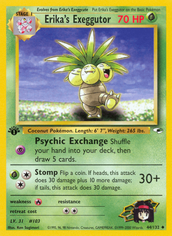 Erika's Exeggutor — Gym Heroes #44/132, raw, NM