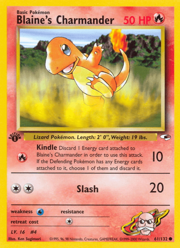 Blaine's Charmander — Gym Heroes #61/132, raw, NM
