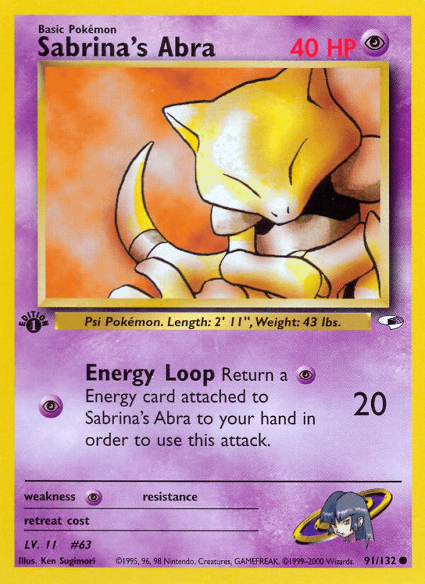 Sabrina's Abra — Gym Heroes #91/132, raw, NM