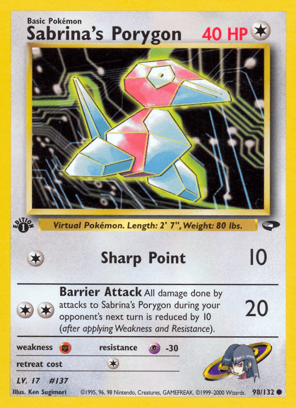 Sabrina's Porygon — Gym Challenge #98/132, raw, NM