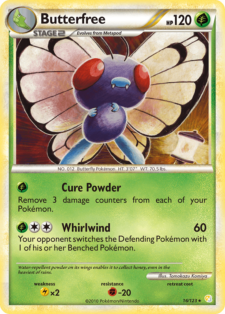 Butterfree — HeartGold & SoulSilver #16/123, raw, NM