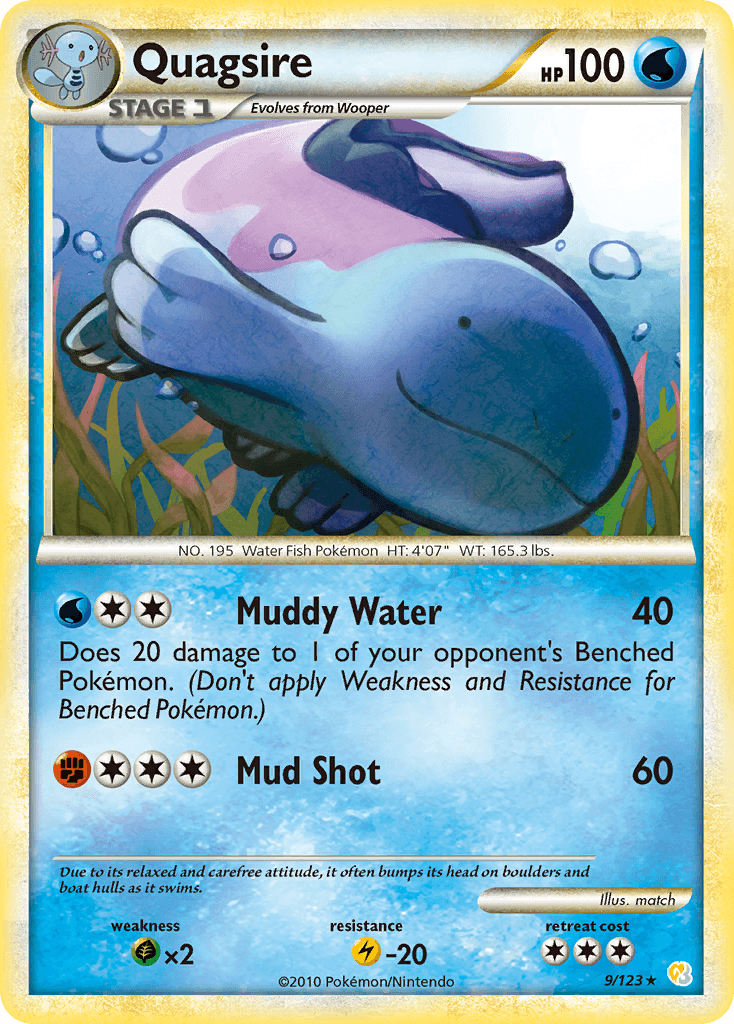 Quagsire — HeartGold & SoulSilver #9/123, raw, NM