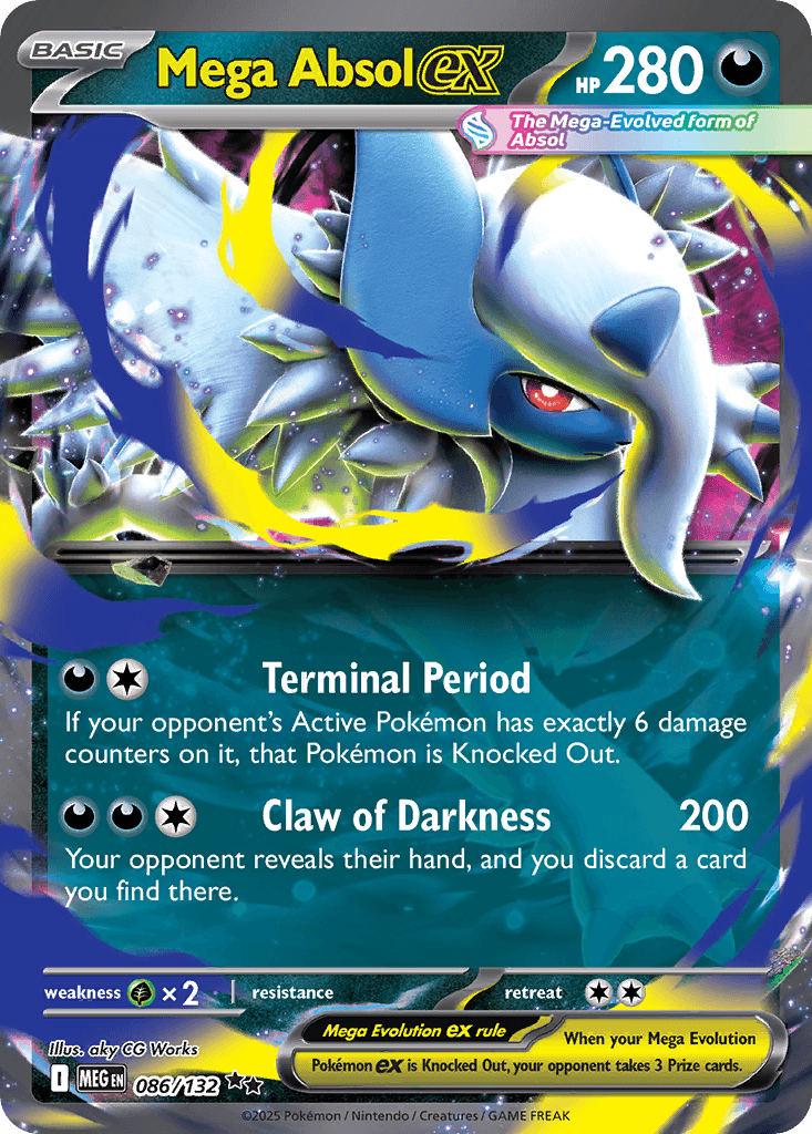 Mega Absol Ex — Mega Evolution #86/132, raw, NM
