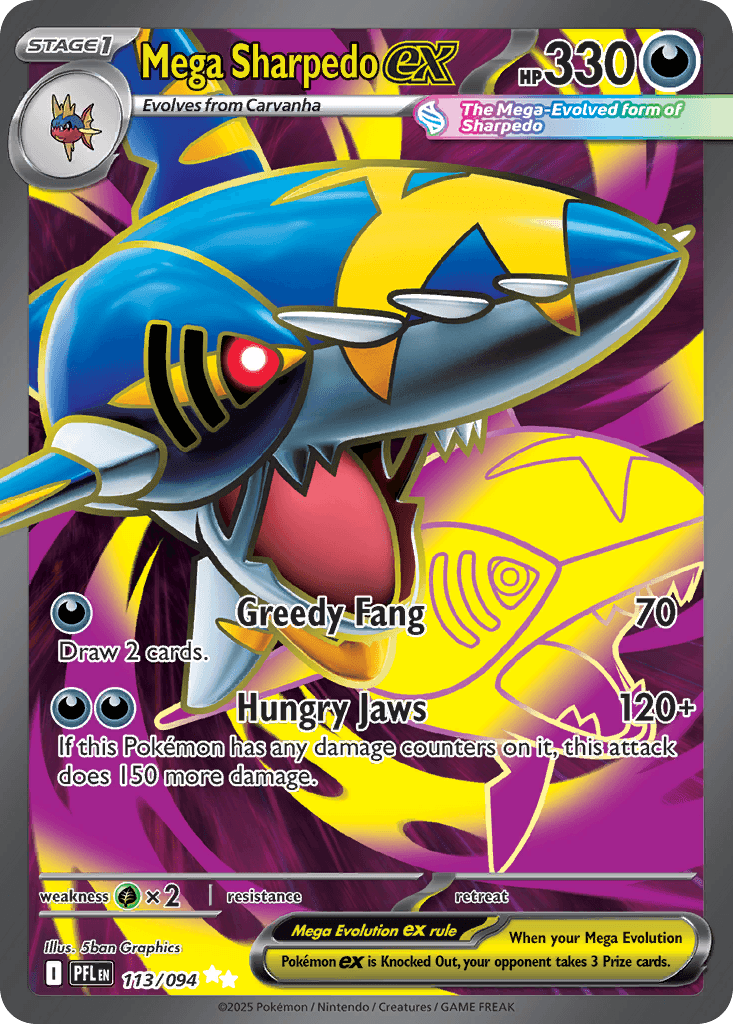 Mega Sharpedo ex — Phantasmal Flames #113/94, PSA 10