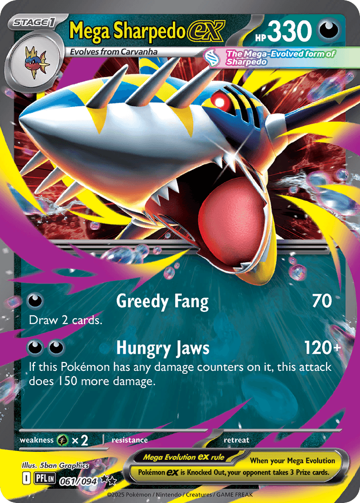 Mega Sharpedo ex — Phantasmal Flames #61/94, PSA 9