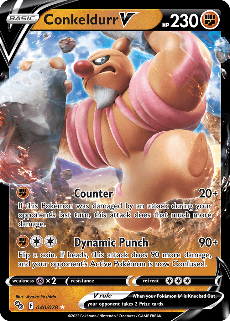 Conkeldurr V — Pokémon GO #40/78, PSA 9