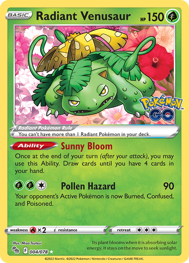 Radiant Venusaur — Pokémon GO #4/78, PSA 10