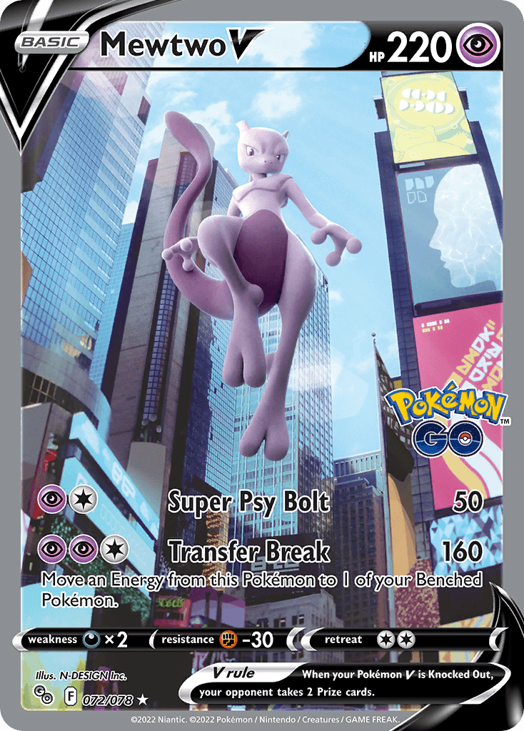 Mewtwo V — Pokémon GO #72/78, PSA 10