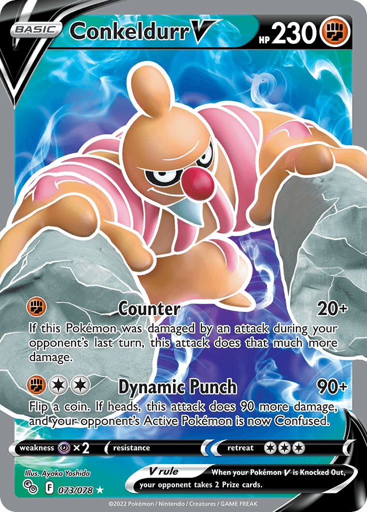 Conkeldurr V — Pokémon GO #73/78, PSA 10