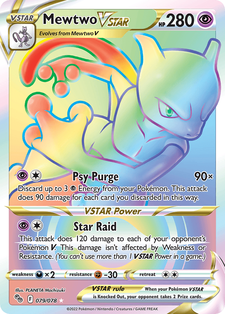 Mewtwo VSTAR — Pokémon GO #79/78, PSA 10