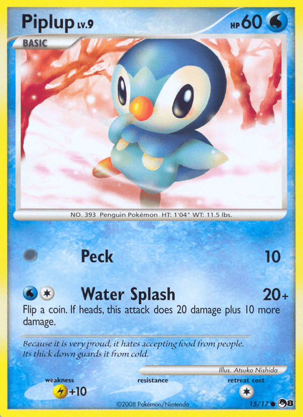 Piplup — POP Series 8 #15/17, raw, NM