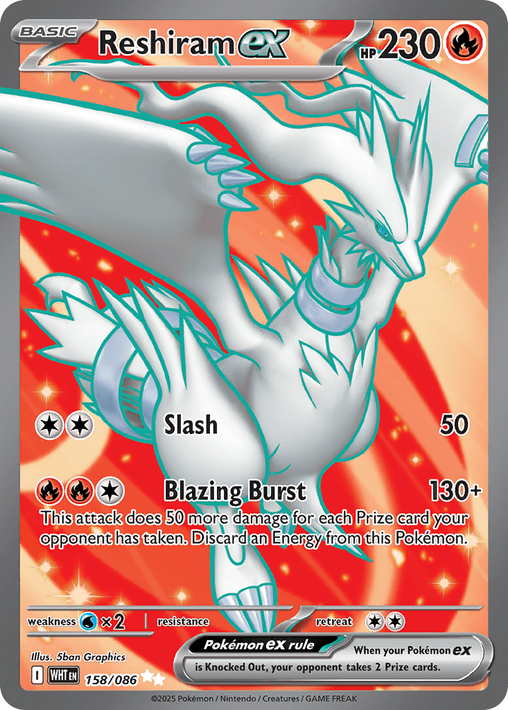 Reshiram ex — White Flare #158/86, PSA 10