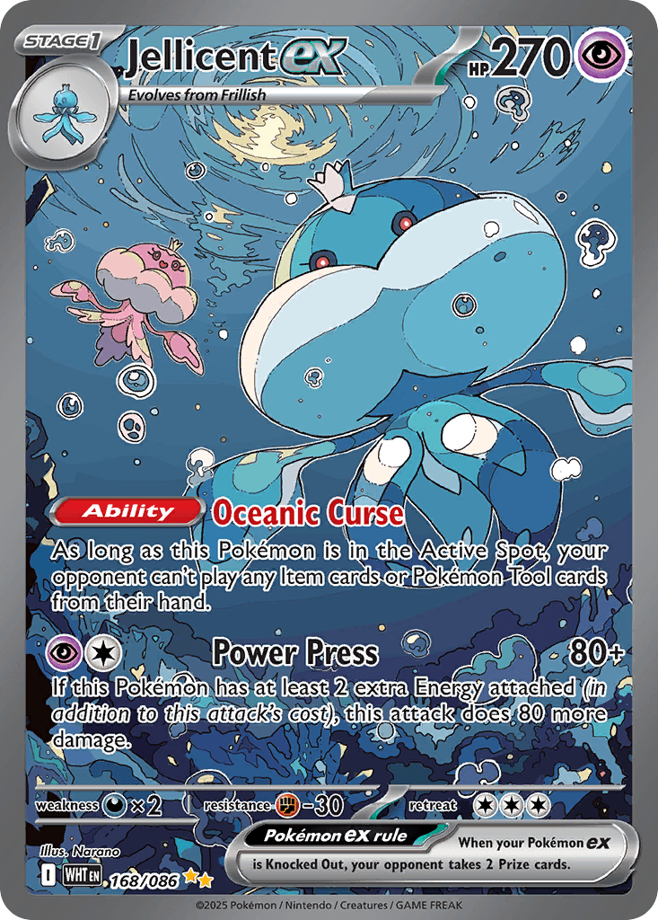 Jellicent ex — White Flare #168/86, PSA 10