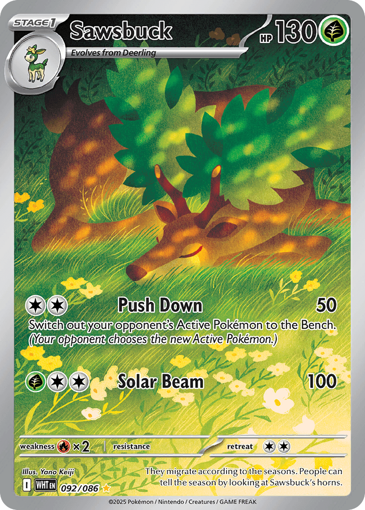 Sawsbuck — White Flare #92/86, PSA 10