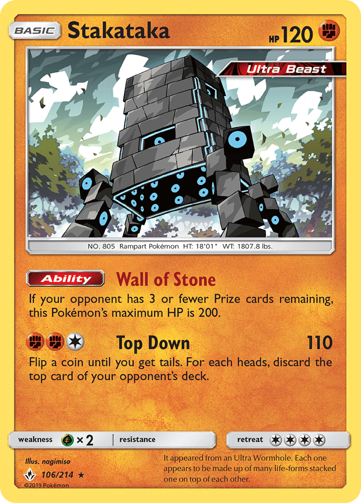 Stakataka — Unbroken Bonds #106/214, raw, NM