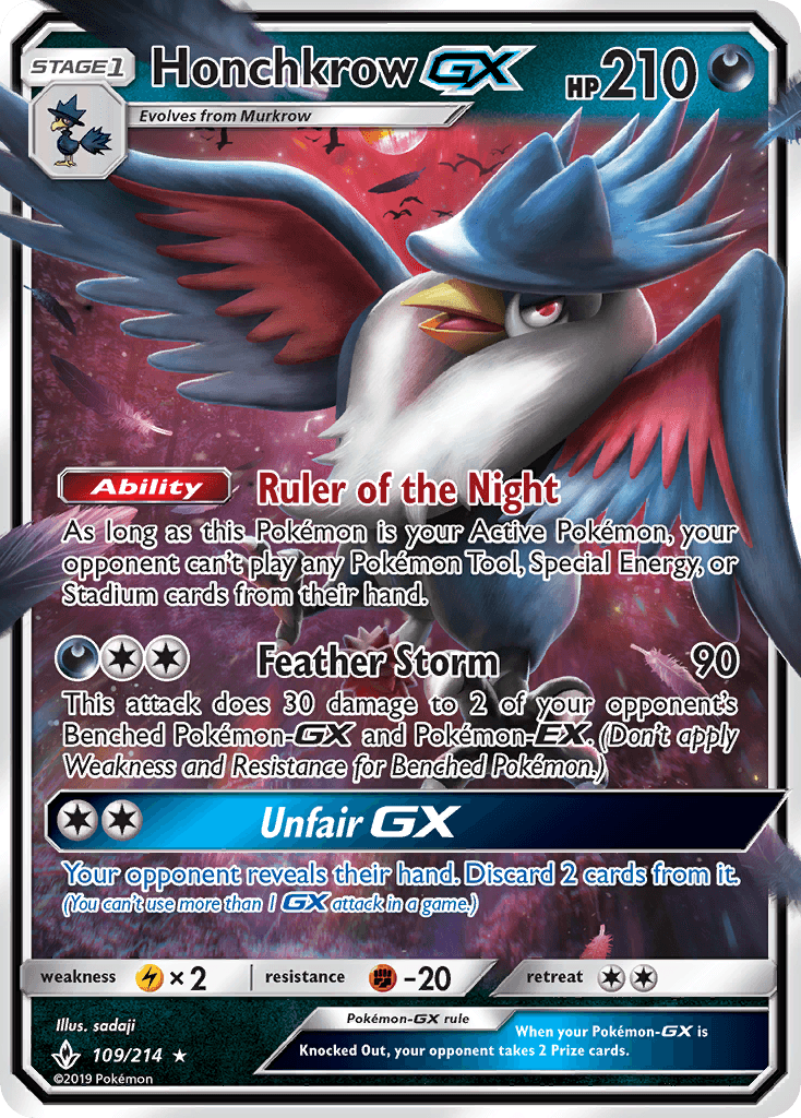 Honchkrow GX — Unbroken Bonds #109/214, PSA 10