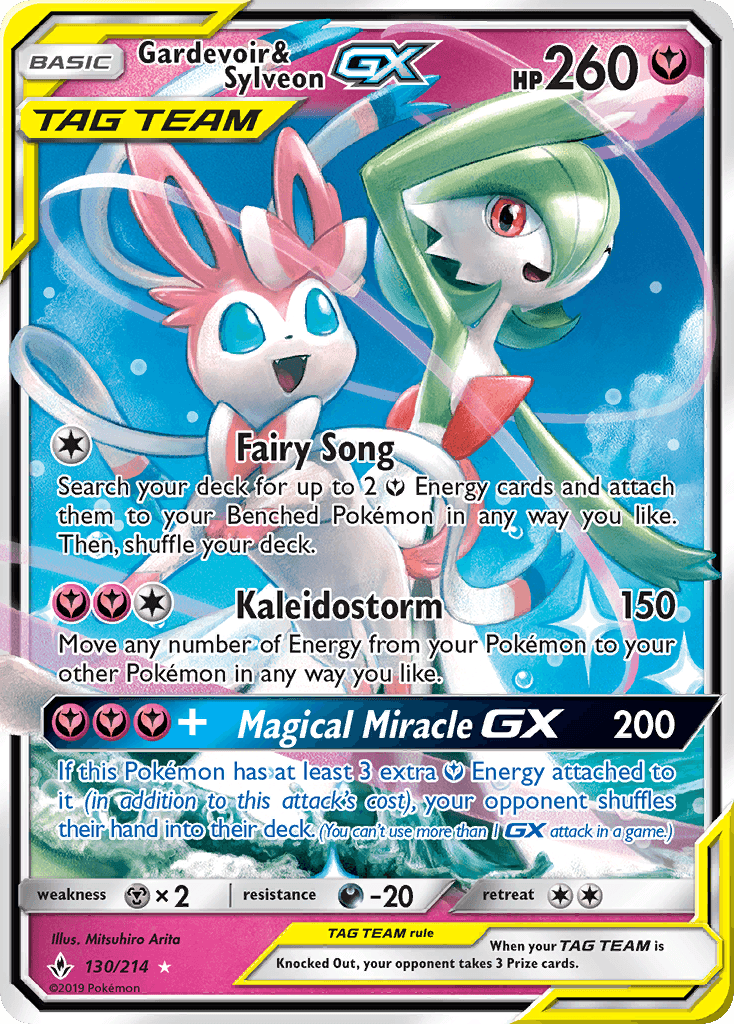 Gardevoir & Sylveon GX — Unbroken Bonds #130/214, PSA 10