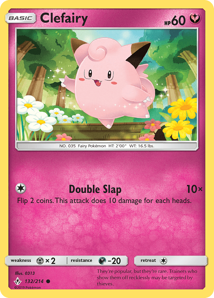 Clefairy — Unbroken Bonds #132/214, raw, NM