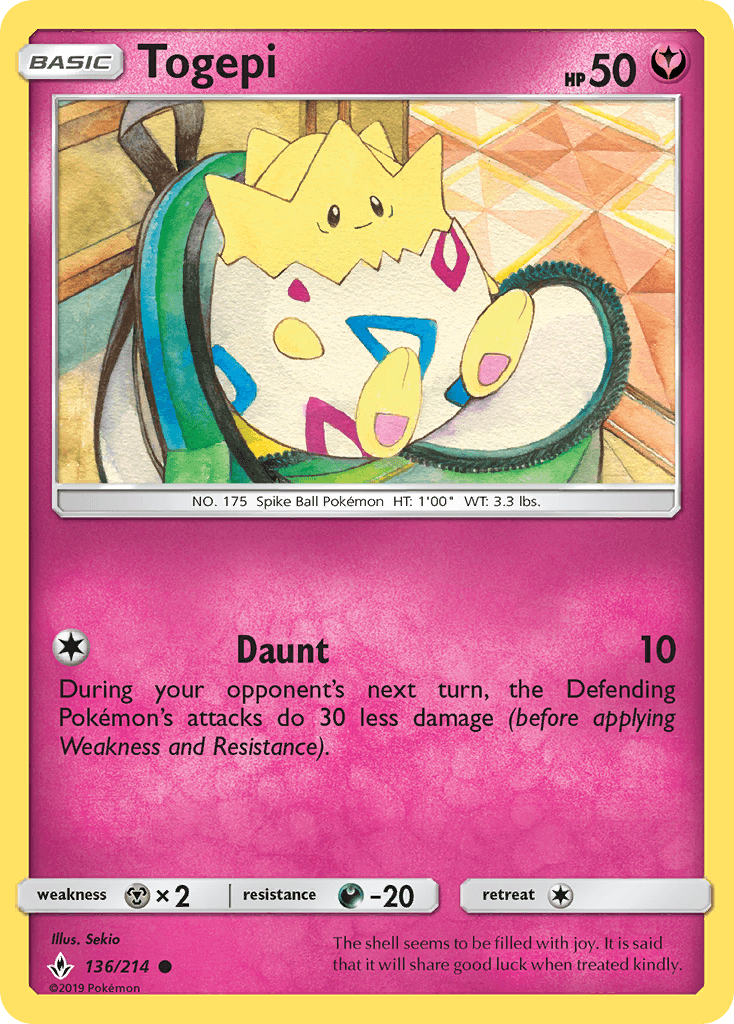 Togepi — Unbroken Bonds #136/214, raw, NM