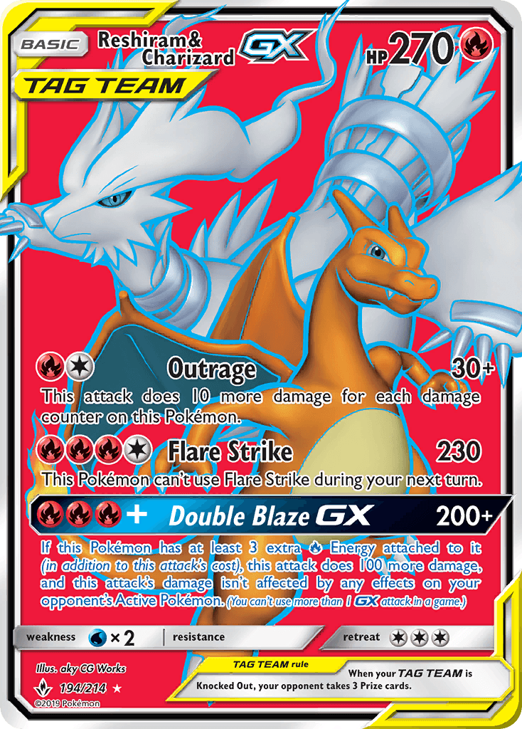 Reshiram & Charizard GX — Unbroken Bonds #194/214, CGC 10